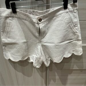 Lilly Pulitzer White ‘The Buttercup’ Scalloped High Waist Shorts